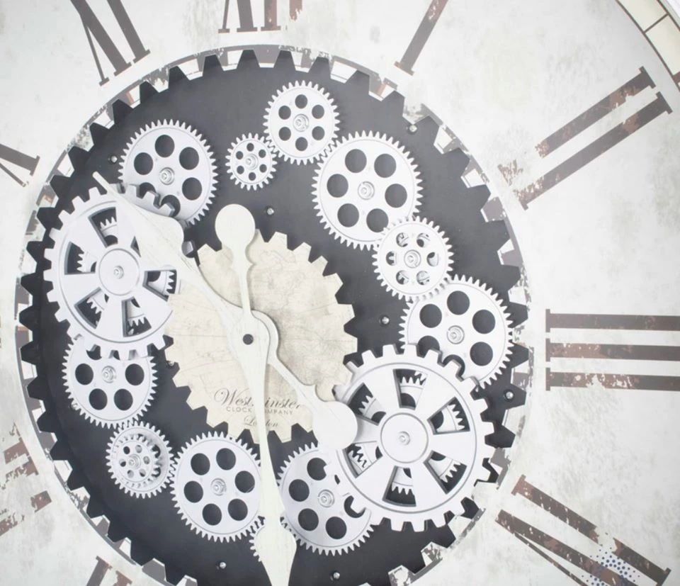 FB Market Place Vintage Antique 76cm Wooden Gear Wall Clock With Moving Cogs Roman Numerals 4 FB Market Place Vintage Antique 76cm Wooden Gear Wall Clock With Moving Cogs Roman Numerals