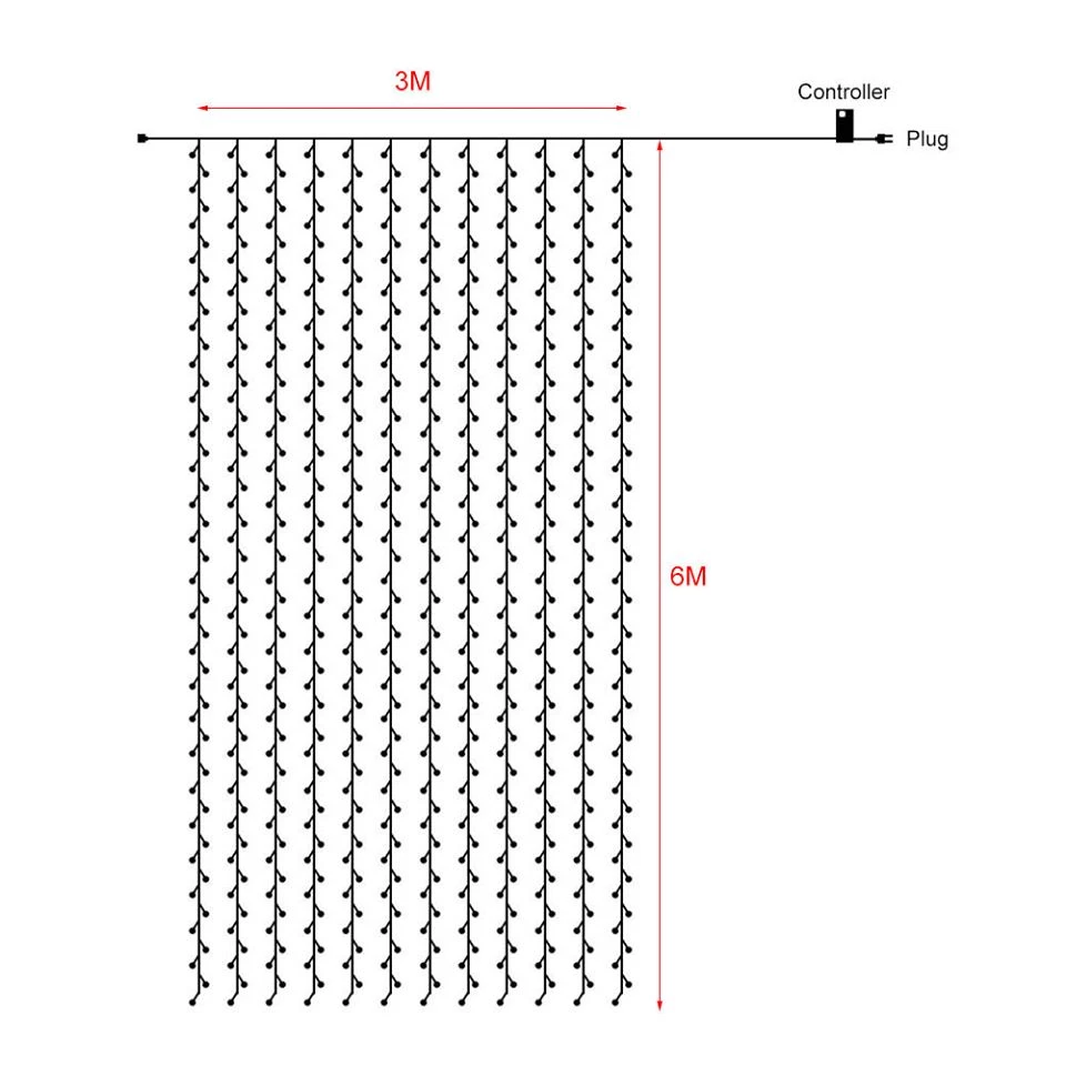 FB Market Place 6 Metres Party Waterfall Fairy Lights Curtain 12 Strings & 600 LED Beads 9 FB Market Place 6 Metres Party Waterfall Fairy Lights Curtain 12 Strings & 600 LED Beads
