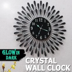 Crazy Crazy & More Crazy Deals 3D Crystal Wall Clock Luxury Art Home Decor 60cm X 60cm Black Face Home & Garden