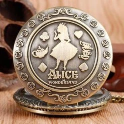AliExpress Fashion Jewelry Alice In Wonderland Pocket Watch Chain Vintage Antique Quartz Necklace