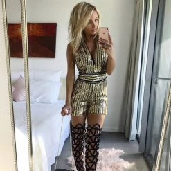 Crazy Crazy & More Crazy Deals Clothing Apparel Ladies Gold Sequin Jumpsuit Shorts 8 Crazy Crazy & More Crazy Deals Clothing Apparel Ladies Gold Sequin Jumpsuit Shorts