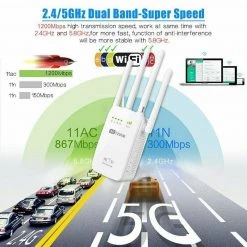 Crazy Crazy & More Crazy Deals Electronics 1200Mbps 5G Dual Band Wireless Range Extender WiFi Repeater Router 4 Antenna