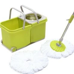Crazy Crazy & More Crazy Deals Split Bucket 360 Rotating Spinning Spin Mop 2 Mop Heads Stainless Steel Wheel Home & Garden