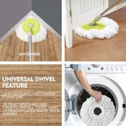 Crazy Crazy & More Crazy Deals Split Bucket 360 Rotating Spinning Spin Mop 2 Mop Heads Stainless Steel Wheel Home & Garden