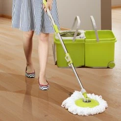 Crazy Crazy & More Crazy Deals Split Bucket 360 Rotating Spinning Spin Mop 2 Mop Heads Stainless Steel Wheel Home & Garden