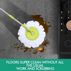 Crazy Crazy & More Crazy Deals Split Bucket 360 Rotating Spinning Spin Mop 2 Mop Heads Stainless Steel Wheel Home & Garden