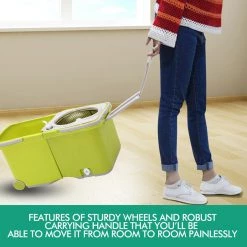 Crazy Crazy & More Crazy Deals Split Bucket 360 Rotating Spinning Spin Mop 2 Mop Heads Stainless Steel Wheel Home & Garden