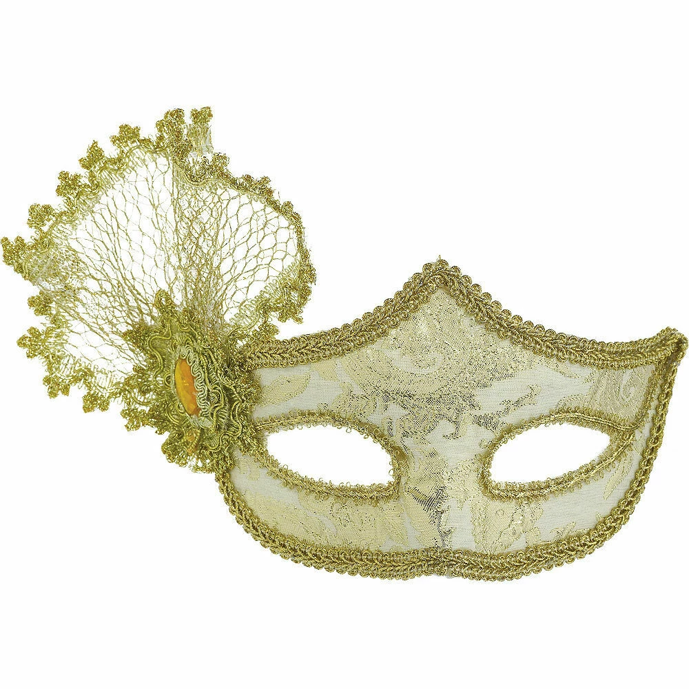 Balloon Agencies Costume Accessories Gold Brocade Parisian Masquerade Ladies Mask 2 Balloon Agencies Costume Accessories Gold Brocade Parisian Masquerade Ladies Mask