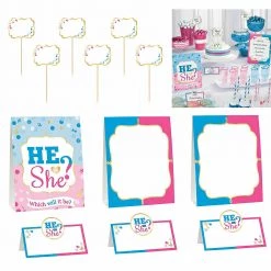 Balloon Agencies Party Supplies Gender Reveal Buffet Table Decorating Kit Girl Or Boy He Or She