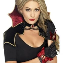 Smiffys Countess Vampire Collar Gloves And Cape Halloween Costume Set Halloween Costumes
