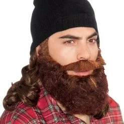Tomfoolery Wigs Hunter Man Beanie Wig And Beard Adult Mens Costume Set