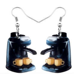 AliExpress Coffee Machine & Coffee Cups Earrings For Pierced Ears Creative Jewellery