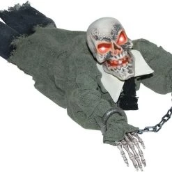 Morris Costumes Halloween Props/Decoration 46cm Animated Crawling Ghoul Zombie Reaper In Chain Halloween Decoration