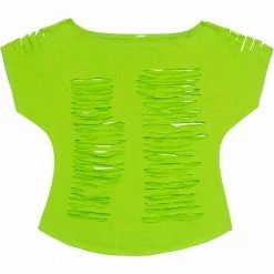 Balloon Agencies 80s Green Neon Ripped T-Shirt Rave Raver Ladies Costume Top Costumes
