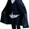 Sweidas Halloween Costumes Black Satin Cape 125cm Adult Deluxe With Collar Vampire Dracula Medieval