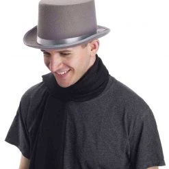 Morris Costumes Grey Velvet Top Hat Dickens Mens Costume Costume Accessories