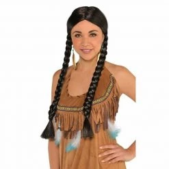 Balloon Agencies Wednesday Adams Black Wig With Plaits Braid Halloween Costume Accessory Wigs