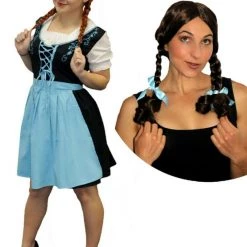 Sweidas Oktoberfest Beer Maiden Blue Size Large Ladies Costume And Country Plaits Wig