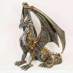 MAL Steampunk Dragon Statue Ornament 45 Cm