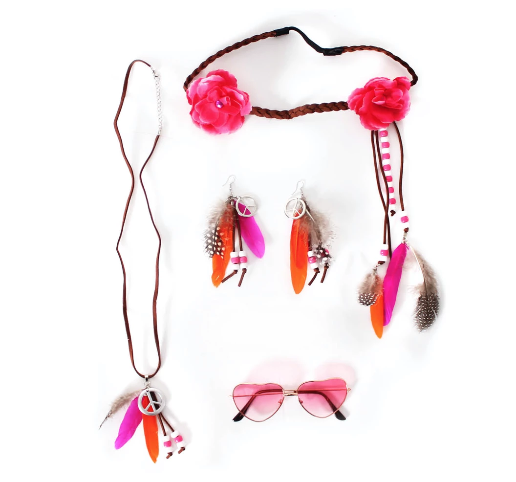JD 60s Hippie Costume Kit 3pc Festival Rainbow Daisy Earrings Sunglasses Headband Costume Accessories 2 JD 60s Hippie Costume Kit 3pc Festival Rainbow Daisy Earrings Sunglasses Headband Costume Accessories