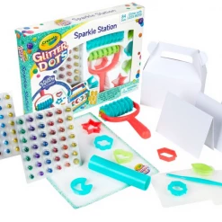 ABT Home & Garden Crayola Glitter Dots Sparkle Work Craft Station Tools Mat Glitter Trinket Box