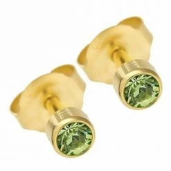 AliExpress Gold Birthstone Stud Earrings Sensitive Ears Stainless Steel Bezel Settings Pear