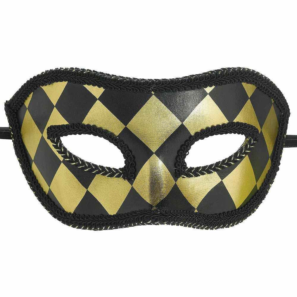 Balloon Agencies Costume Accessories Black & Gold Harlequin Masquerade Mens Mask 1 Balloon Agencies Costume Accessories Black & Gold Harlequin Masquerade Mens Mask