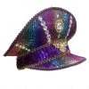 Sweidas Burning Man Purple Hat Visor Sequins Gemstone Festival Costume Mardi Gras Costume Accessories
