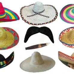 Sweidas Bandit Mexican Sombrero Hat Moustache & Cigar Costume Kit Costume Accessories