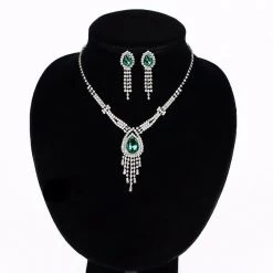 AliExpress Fashion Jewelry 4 Colour Rhinestones Crystal Chain Necklace And Earrings Set
