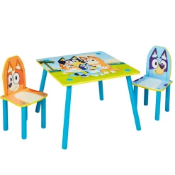 Moose Home & Garden Bluey & Bingo Wooden Kids Table & 2 Chairs Set Girls Boys Furniture