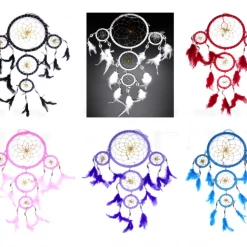 JD Dream Catchers With 5 Rings And Feathers Wall Hanging Decoration Home & Garden