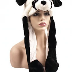 JD Party Costume Accessories Warm Animal Panda Bear Beanie Winter Plush Hat Adults Kids Has Moving Ears