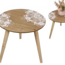 MAL Bohemian Style Mandala Side Table Bedside Coffee Table With Black & White Prints Home & Garden