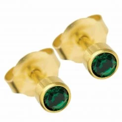 AliExpress Gold Birthstone Stud Earrings Sensitive Ears Stainless Steel Bezel Settings Pear