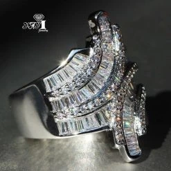 AliExpress Fashion Princess Cut 4.4 CT White Zircon Silver Engagement Wedding Party Fashion Jewelry