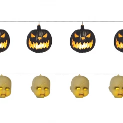 Morris Costumes Halloween Props/Decoration 101cm Baby Head Garland Light Up Pumpkin Garland Halloween Decoration Party Prop