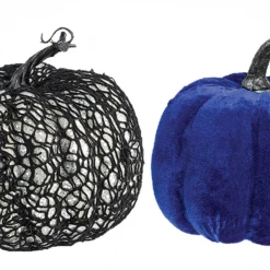 Balloon Agencies Glitter Web Covered Pumpkin Blue Velvet Halloween Decoration