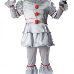 JD Party ADULT Mens IT Costume Evil Clown Pennywise Mask Halloween Jester Haunted Set