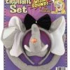 Tomfoolery Elephant Animal 4Pce Costume Set With Sound Effects Headband Tail Bow Tie Nose Costume Accessories