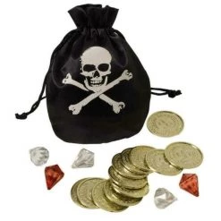 Balloon Agencies Pirate Treasure Pouch With Gems And Coins Costume Accessory