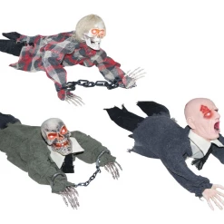 Morris Costumes Halloween Props/Decoration 46cm Animated Crawling Ghoul Zombie Reaper In Chain Halloween Decoration