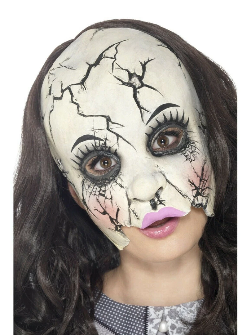 Smiffys Halloween Costumes Broken Doll Latex Halloween Mask Costume Accessory 1 Smiffys Halloween Costumes Broken Doll Latex Halloween Mask Costume Accessory