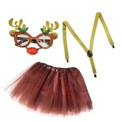 JD Party Christmas Rudolph Reindeer Tutu Size Small Girls Costume Kit Christmas Kids Costume