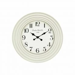MAL 57cm White Clock With Ripple Decorative Edges Home Decor