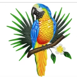 MAL Home & Garden Australiana Colourful Birds Parrot Toucan Cockatoo Metal Wall Art 47cm Home Decor