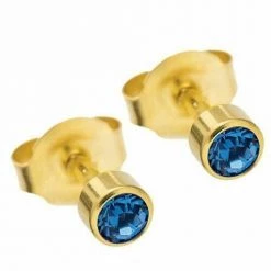 AliExpress Gold Birthstone Stud Earrings Sensitive Ears Stainless Steel Bezel Settings Pear