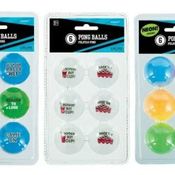 Balloon Agencies Pack Of 6 Table Tennis Beer Ping Pong Balls Drinking Games Neon Funny Messages