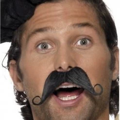 Smiffys Frenchman Swirl Curly Moustache Detective Poirot France Costume Moe