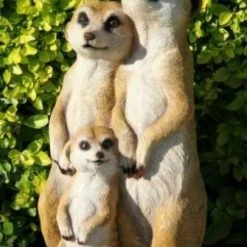 MAL 35cm Standing Meerkat Family Ornament Home Decor Home & Garden